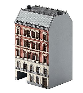 Trix 66143 N Scale Wilhelminian-Era 5-Story Brick & Stucco Townhouse - Laser-Cut Card Kit -- 3-3/4 x 3-1/4 x 6" 9.4 x 8.3 x 15.1cm