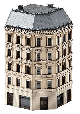 Trix 66145 N Scale Wilhelminian-Era 5-Story Corner Townhouse - Laser-Cut Card Kit -- 7-1/4 x 3-1/4 x 6-1/8" 18.4 x 8.3 x 15.6cm