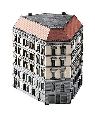 Trix 66146 N Scale Wilhelminian-Era 5-Story Angled Townhouse - Laser-Cut Card Kit -- 6 x 6-1/8 x 6-1/8" 15 x 15.5 x 15.5cm