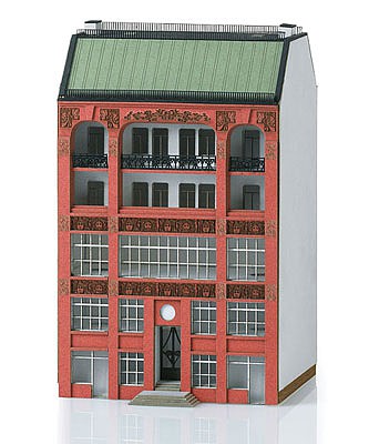Trix 66306 N Scale 4-Story Art Nouveau Brick Storefront/Apartment City Building - Minitrix -- Laser-Cut Cardstock Kit - 3-3/4 x 3-1/8 x 5-3/4" 9.5 x 8 x 14.5cm