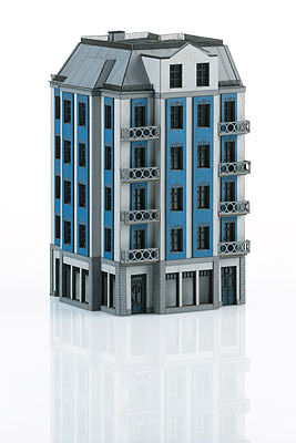 Trix 66308 N Scale 6-Story Art Nouveau Corner Storefront/Apartment City Building - Minitrix -- Laser-Cut Cardstock Kit - 3-3/8 x 3-3/8 x 5-7/8" 8.5 x 8.5 x 15cm, 90 Degrees