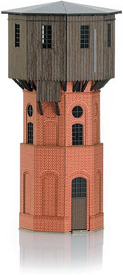 Trix 66328 N Scale Prussian Water Tower - Laser-Cut Card Kit -- Octagonal Base - 1-3/4 x 1-3/4 x 3-9/16" 4.5 x 4.5 x 9.1cm