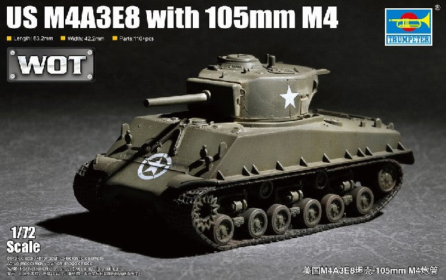 Trumpeter 7168 1/72 US M4A3E8 Tank w/105mm M4 Gun