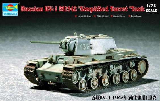 Trumpeter 7234 1/72 Russian KV1 Mod 1942 Tank (Simplified Turret)