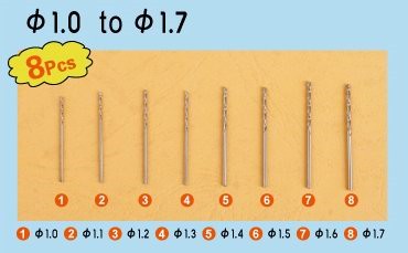 Trumpeter 9955 Twist Drilling Auger Bit Set #2 (8pcs) 1.0mm-1.7mm