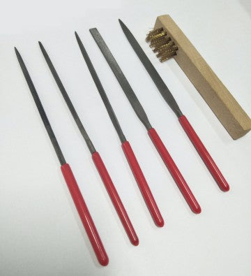 Trumpeter 9964 Assorted Needle Files Set (5) w/Wire Brush