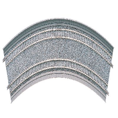 TomyTec 1163 N Scale Curved Double Track DC465-428 - Fine Track -- 18-5/16 & 16-7/8" 465 & 428mm Radius, 45 Degree Sections pkg(2)