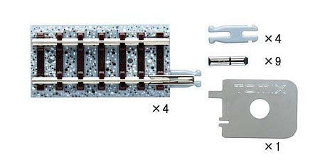 TomyTec 15291 N Scale Joint Track w/Wood Ties S35-J - Fine Track -- Adapts Fine Track to Conventional Track, 1-3/8" 35mm pkg(4)