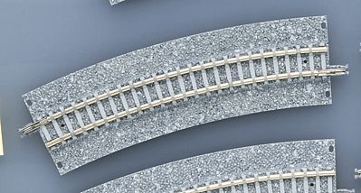 TomyTec 1752 N Scale Wide-Roadbed PC Approach (Easement) Curve Track CR (L) 317-22.5WP - Fine Track -- 12-1/2" 317mm Radius, 22.5 Degree Sections pkg(2)