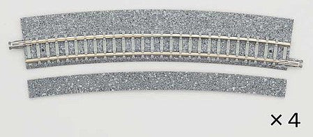 TomyTec 17707 N Scale Wide-Roadbed Curve Track C541-15WP - Fine Track -- 21-5/16" 541mm Radius, 15 Degrees pkg(4)