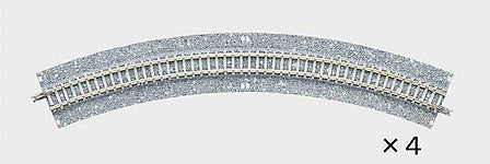 TomyTec 17721 N Scale Wide-Roadbed Curve Track C317-45WP - Fine Track -- 12-1/2" 317mm Radius, 45 Degrees pkg(4)