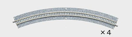 TomyTec 17745 N Scale Wide-Roadbed Curve Track C391-45WP - Fine Track -- 15-3/8" 391mm Radius, 45 Degrees pkg(4)