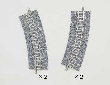 TomyTec 17813 N Scale Wide-Roadbed Easement/Approach Curve Track CR(L) 280-22.5WP - Fine Track -- 11" 280mm Radius, 22.5 Degrees pkg(4)