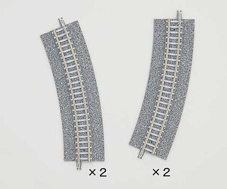 TomyTec 17820 N Scale Wide-Roadbed Easement/Approach Curve Track CR(L) 317-22.5WP - Fine Track -- 12-1/2" 317mm Radius, 22.5 Degrees pkg(4)
