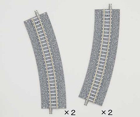 TomyTec 17837 N Scale Wide-Roadbed Easement/Approach Curve Track CR(L) 354-22.5WP - Fine Track -- 13-15/16" 354mm Radius, 22.5 Degrees pkg(4)
