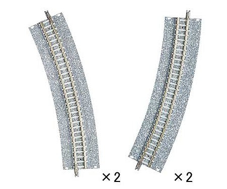 TomyTec 17844 N Scale Wide-Roadbed Easement/Approach Curve Track CR(L) 391-22.5WP - Fine Track -- 15-3/8" 391mm Radius, 22.5 Degrees pkg(4)
