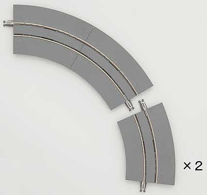 TomyTec 17950 N Scale Wide Trolley-Streetcar (Tram) Super Mini Curve C103-WT - Fine Track -- 4-1/16" 103mm 2 Each 30 and 60 Degree Sections