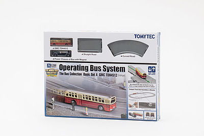 TomyTec 257998 N Scale North American Operating Bus System Starter Set -- GMC TDH-4512 Bus with Track Oval
