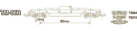 TomyTec 259565 N Scale TM-06R Power Chassis, Scale 55'9" 17m Long - Standard DC -- 4-3/16" 10.6cm, 3-1/8" 8cm Truck Spacing, 1/2" 1.4cm Axle Spacing