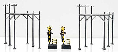 TomyTec 260615 N Scale Single-Track Overhead Catenary Mast C -- 6 Catenary Supports & 2 Japanes-Style Crossing Signals (Non-Operating)