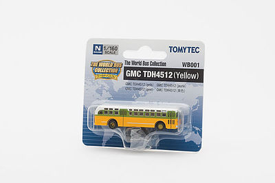 TomyTec 264330 N Scale North American GMC TDH-4512 Bus - Unpowered - World Bus Collection -- Yellow, Green, White