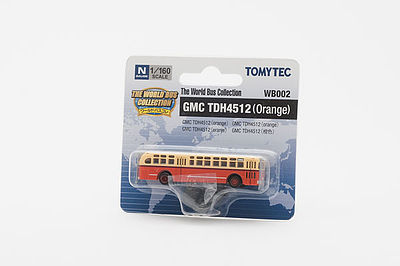 TomyTec 264347 N Scale North American GMC TDH-4512 Bus - Unpowered - World Bus Collection -- Orange, Cream