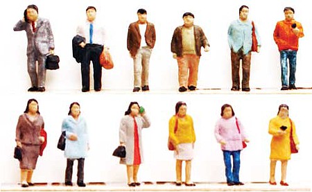 TomyTec 268185 N Scale Pedestrians -- Walking People pkg(12)