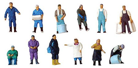 TomyTec 281351 N Scale Fishing Port People -- pkg(12)