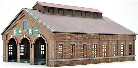 TomyTec 284475 N Scale Triple-Track Brick Engine House -- Kit - 5-1/2 x 7-1/16 x 3-9/16" 14 x 18 x 9cm, 1-7/16" 3.7cm Track Center