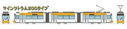 TomyTec 291589 N Scale Type 200 Light Rail Car - Unpowered -- Mainz, Germany (white, yellow)