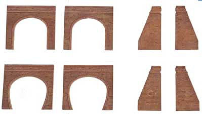 TomyTec 301141 N Scale Single-Track Brick Tunnel Portal Set with Wing Walls -- Set A