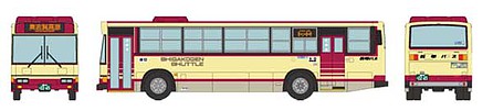 TomyTec 303374 N Scale Hino Blue Ribbon Bus - Assembled -- Shigakogen Shuttle (cream, red, Japanese Lettering)