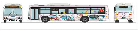 TomyTec 311294 N Scale Nishitetsu Kita Kyushu Bus - Assembled -- Hello Kitty (pink, multicolor graphics, Japanese Lettering)