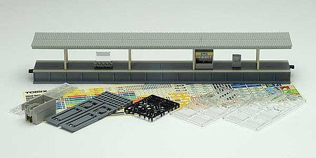 TomyTec 4278 N Scale Island-Style Passenger Station Platform Extension w/Newsstand & Lights -- Kit - 11" 28cm (For use w/#738-4275 and other extensions)
