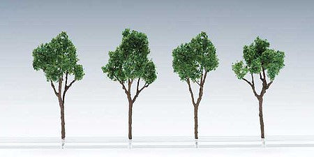 TomyTec 8189 All Scale Deciduous Trees without Bases -- Dark Green pkg(4)