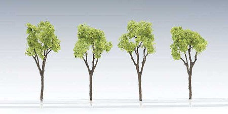 TomyTec 8190 All Scale Deciduous Trees without Bases -- Light Green pkg(4)