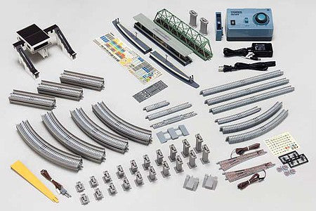 TomyTec 90951 N Scale My Plan DX - PC Oval Track Set with Concrete Ties - Fine Track -- With Power Pack, Station Kit and Railer. Setup Size: 32 x 85" 81.4 x 215.8cm