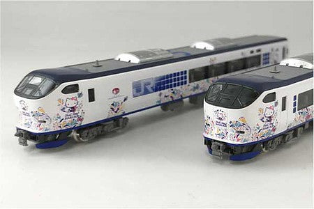 TomyTec 98692 N Scale 281 Limited Express Haruka Kanzashi 6-Car Train-Only Set - Standard DC -- Japanese Railways (white, blue, gray, Hello Kitty Graphics)