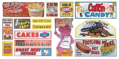 T2 Decals HOCARN001 HO Scale Carnival Sign Decals -- Set #1