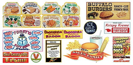 T2 Decals HOCARN002 HO Scale Carnival Sign Decals -- Set #2