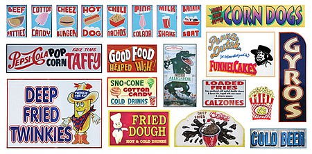 T2 Decals HOCARN003 HO Scale Carnival Sign Decals -- Set #3