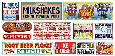 T2 Decals HOCARN004 HO Scale Carnival Sign Decals -- Set #4