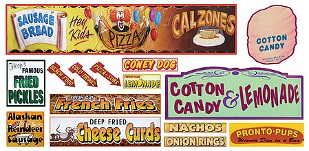 T2 Decals HOCARN005 HO Scale Carnival Sign Decals -- Set #5