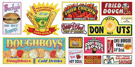 T2 Decals HOCARN006 HO Scale Carnival Sign Decals -- Set #6