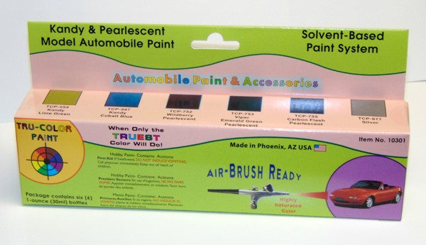 Tru Color Paint 10301 Solvent-Based Kandy & Pearlescent Automobile (6 Colors) 1oz Bottles