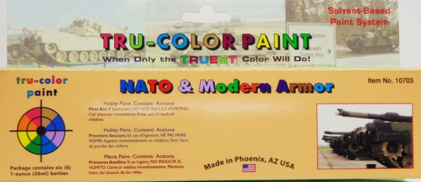 Tru Color Paint 10703 Solvent-Based NATO & Modern Armor (6 Colors) 1oz Bottles