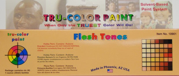 Tru Color Paint 10901 Solvent-Based Flesh Tones (6 Colors) 1oz Bottles