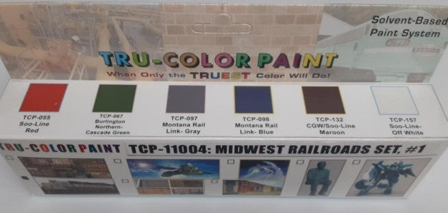 Tru Color Paint 11004 Solvent-Based Midwest Railroads #1 (6 Colors) 1oz Bottles