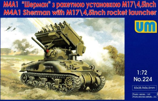 Unimodel 224 1/72 M4A1 Sherman Tank w/M17 4.5" Rocket Launcher