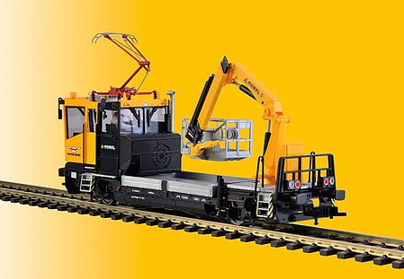 Viessmann 2619 HO Scale Robel 54.22 Maintenance Vehicle w/Basket & Pan - 3-Rail AC w/Sound & Digital -- Wiebe (yellow, black, gray)